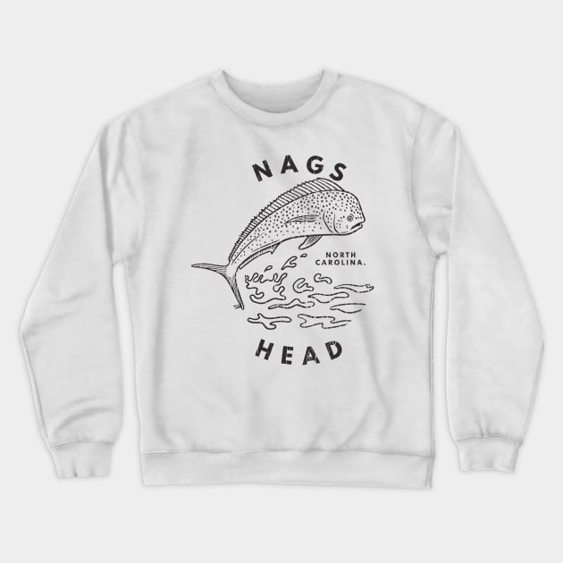Nags Head, NC Summertime Vacationing Mahi Mahi Big Head Fish Crewneck Sweatshirt by Contentarama